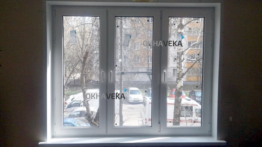 Установка окна из профиля VEKA Евролайн 58